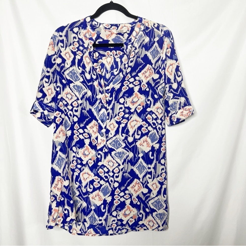 Tucker 100% Silk Ikat Print Button Down Shirt